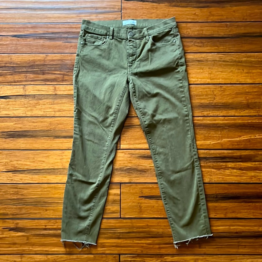 Loft Olive Green Cutoff Cropped Pants